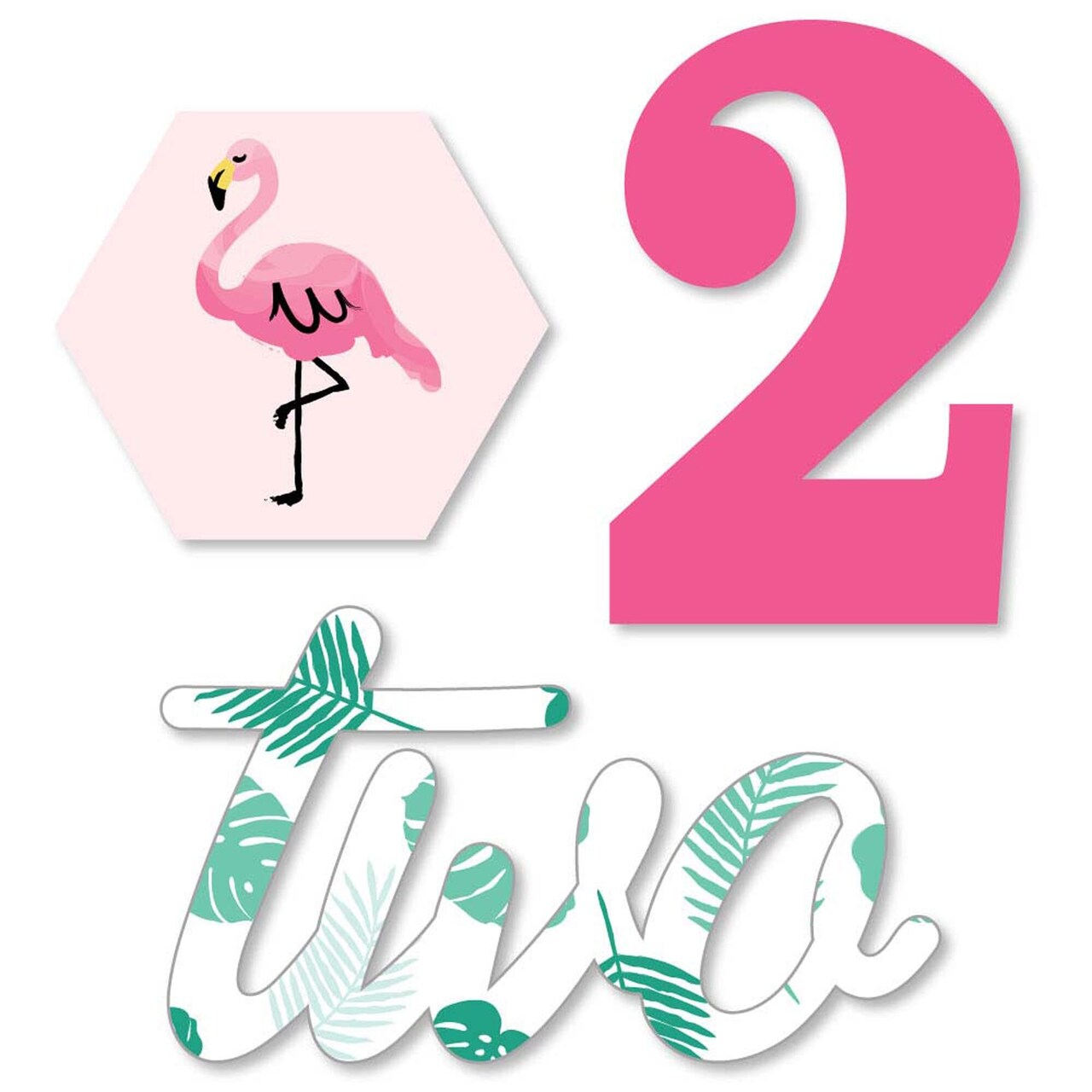 Big Dot of Happiness 2nd Birthday Pink Flamingo - DIY Shaped Tropical Second Birthday Party Cut-Outs - 24 Count